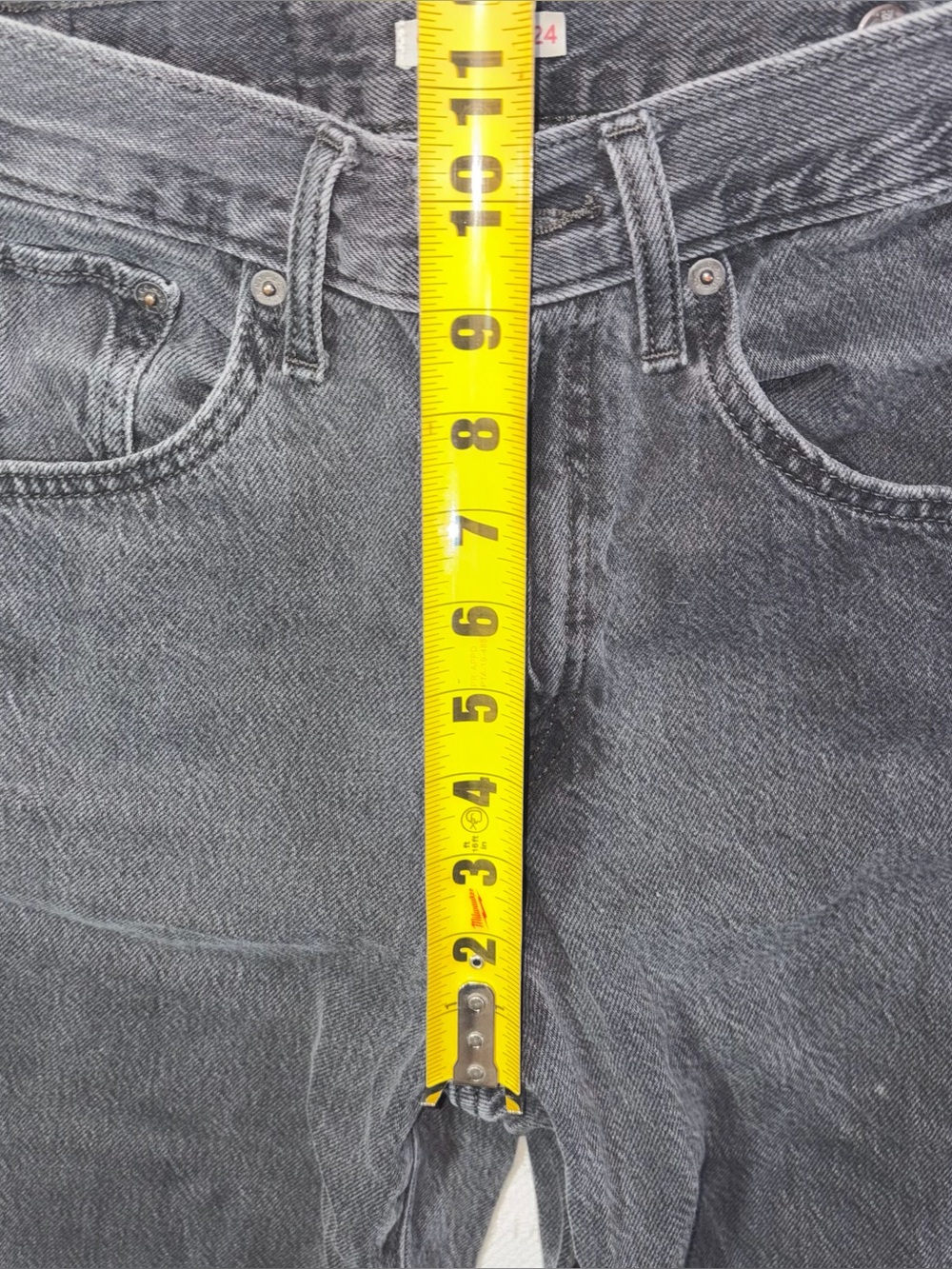 Levis Womens Cinch Baggy High Rise Wide Leg Jeans Size 24 Charcoal Black - Picture 10 of 11